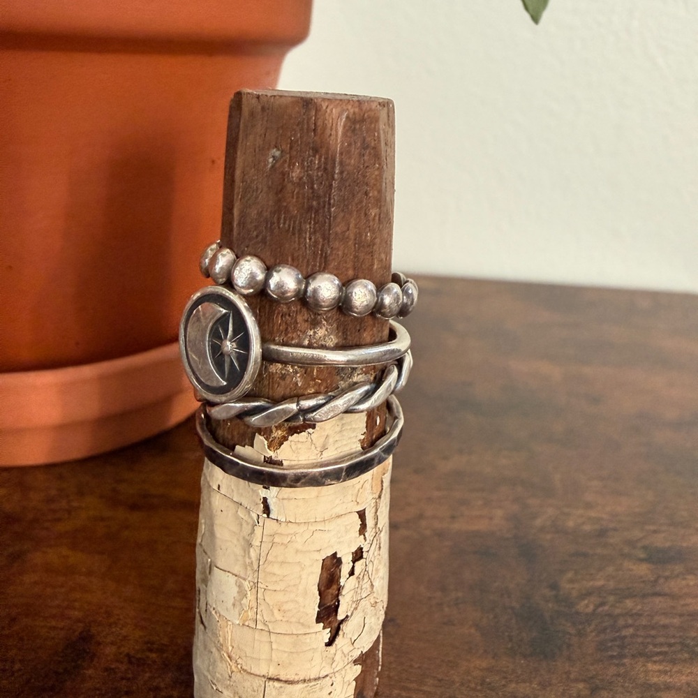 Silver Stacking Ring Set Handcrafted Size 7 - image 4